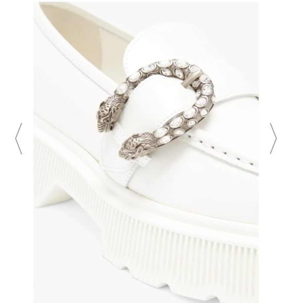 Gucci Loafers Dionysus White Leather Creepers - Picture 3 of 12